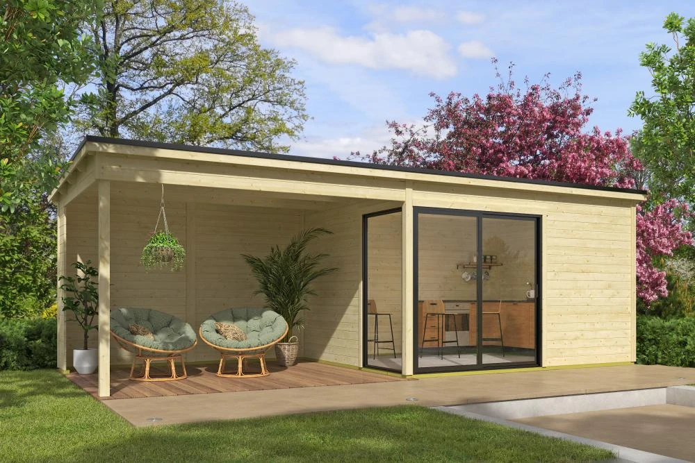 Outdoor Life Tuinhuis Olivia met Overkapping 385 x 295 cm - Afbeelding 1